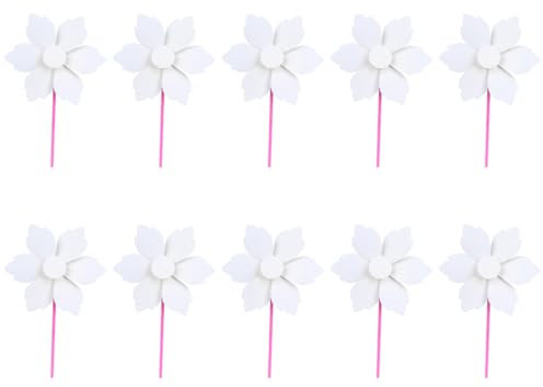NUOBESTY 10pcs Blank Pinwheels White Drawing Windmills Paper Wind Spinners for Kids Childs Summer Yard Garden Lawn Arts Crafts DIY Decor