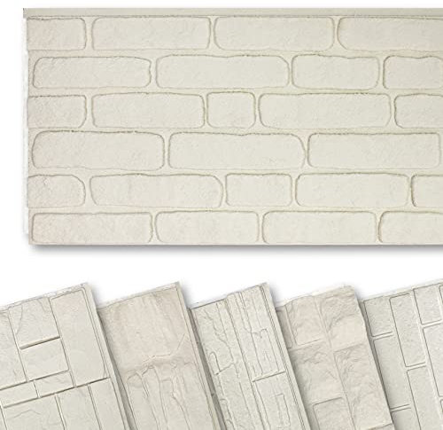 HEXIM Fassadenpaneele Steinoptik EPS Styropor - 121x50 cm Paneele Außen & Innen Klinker Riemchen Akustik Wärmedämmung Isolierung Steinwand Wandplatte Wärmedämmung (0,57m² FP204)