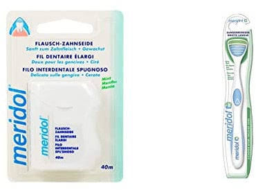 meridol Flausch-Zahnseide Mint gewachst 40 m, 1 St. Zahnseide & Zungenreiniger SICHERER ATEM, 1 x 1 Stück - Zungenreiniger entfernt bakterielle Zungenbeläge & reinigt die Zunge sanft und effektiv