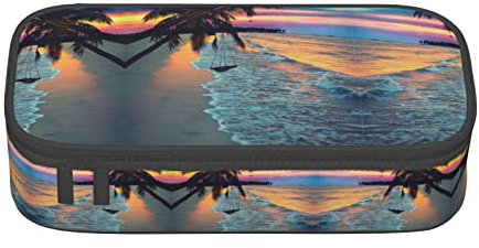 YTORA Kokosnuss-Strand-Hängematte, Federmäppchen, Stifteetui, einfache Schreibwaren-Tasche, College, Büro-Organizer, Kokosnuss Beach Sunset Hängematte, Einheitsgröße, Taschen-Organizer