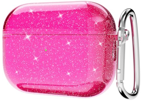 Svanove Custodia per AirPods Pro 2 trasparente con glitter, scintillante e carina custodia per AirPods Pro di prima e seconda generazione con portachiavi, guscio rigido Y2k estetico, accessori per