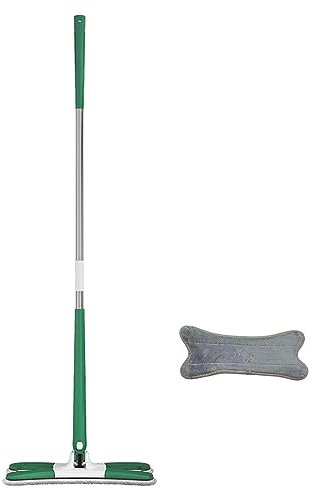 Folpus Microfiber Mop x Type Flat Floor Mop Floor Dust Mop Household Cleaning Tools with 1 Replacement Mop Pad Floor Cleaning System Flat Mop, Green