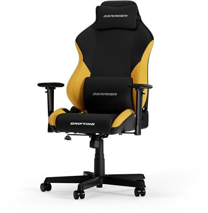 DXRacer Drifting L Negro & Amarillo EPU Cuero La Silla de Gaming Original