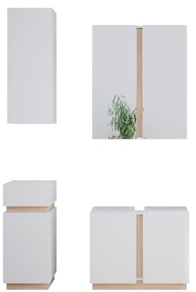Vicco Badmöbel-Set Gloria, Badezimmerschrank-Set, Weiß/Sonoma, 4 Teile