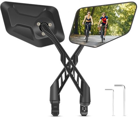 COICER Fahrradspiegel (rechts+links) mit extra großer Spiegelfläche - 360° verstellbarer Fahrrad Spiegel für E-Bike & E-Scooter Lenker - Rückspiegel kompatibel mit allen Modellen (Set rechts+links)