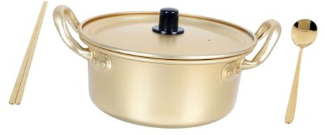 BRIGHTFUFU 1 Set Korean Ramen Pot Korean Noodle Pot Induction Cookware Big Pots for Cooking Pasta Pot Gumbo Pot Small Metal Serving Spoons Aluminum Noodle Pot Ordinary Yellow Aluminum Pickle