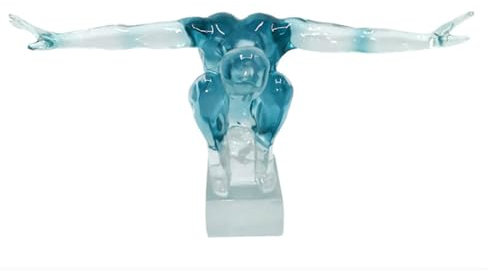 HOUSN Deko Objekt Athlet, schwarz, Skulptur, Dekofigur, muskulöser Athlet, handgefertigt, Naturstein Marmor,Clear