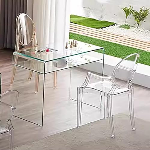 BOYITES Table De Manucure En Verre Moderne, Bureau À Ongles En Verre Flottant Pour Technicien, Toute Station De Manucure Transparente, Bureau D'écriture Multifonctionnel,Blanc,90cm*50 * 75cm