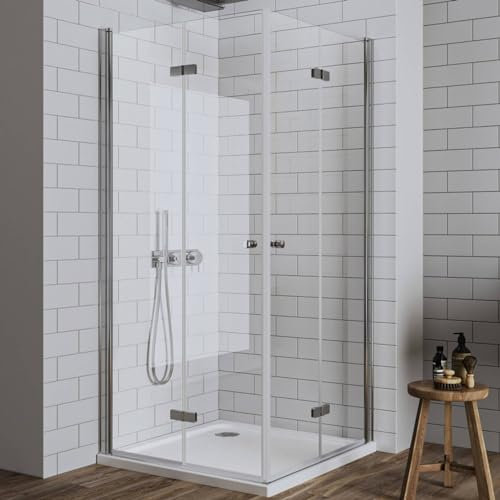 LUXESPIRE Duschkabine 70x100cm Eckeinstieg mit 180° faltbarer Tür Duschtür Falttür Duschabtrennung Duschwand 6mm ESG Sicherheitsglas Eckdushe Höhe 185cm