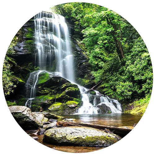 wandmotiv24 Runde Fototapete Wasserfall mit Bach, selbstklebendes Vlies 150g - Klein - (50x50cm) M0006