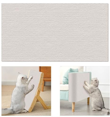 Alfombra rascadora autoadhesiva para pared de gato, alfombrilla para rascar gatos, sofá, rascador, pared para gatos, para proteger alfombras de sofá, muebles (40 x 100 cm, blanco cálido)