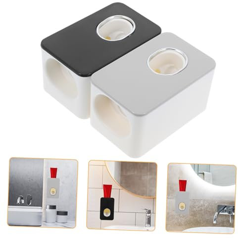 IWOWHERO 2piezas Dispenser De Pasta De Dientes Automático De Pared Exprimidor Manual Sin Manos Diseño Removible y Fácil De Limpiar Compatible La Mayoría De Pastas De Dientes