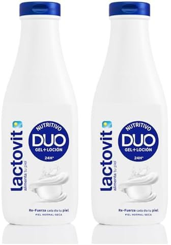 Lactovit - Gel + Loción DUO Nutritivo, con un 50% de Loción Hidratante, para Pieles Normales y Secas - 600 ml (Paquete de 2)
