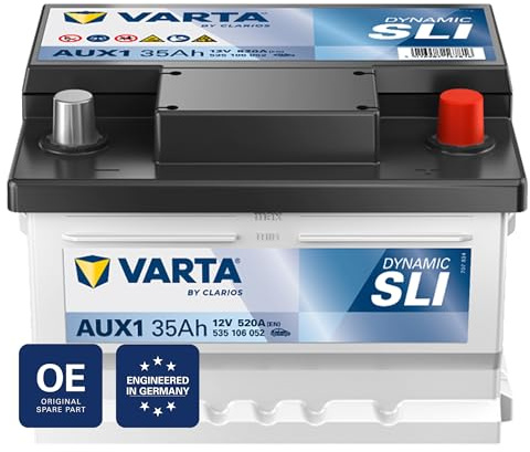 VARTA Automotive DYNAMIC SLI Auxiliary AGM (AUX1) 12V 35Ah 520A - Stützbatterie Nassbatterie für KFZ - Zusätzliche Starterbatterie für Autos mit hohem Energiebedarf - Wartungsfreie Bleisäurebatterie