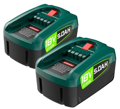 2 Stück 5000mAh 18V Ersatzakku für Bosch PBA PSB PSR Akku für 18V Green Werkzeugen Haus und Garden18V System, Gardena18V Akku (Nicht kompatibel mit der Bosch-Staubsauger Unlimited Serie)