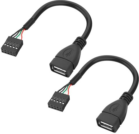XMSJSIY USB 2.0 Buchse auf Motherboard 9 Pin Header Adapter Kabel USB Typ A Port zu Dupont Buchse Mainboard Datenkabel 5 cores Kabel -10CM/3.9IN 2PCS