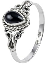 mantraroma Silberring Damen 925 Sterling Silber – tropfenförmiger Edelstein Ring, Vintage Statement Ring Schmuck, elegantes Geschenk für Frauen