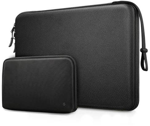 FINPAC Hard Laptop Sleeve with Accessory Pouch Compatible with 38.9 cm MacBook Air M4 M3 M2 2025 2024, 41.1 cm MacBook Pro M4/M3/M2/M1 Pro/Max, Waterproof Case for Surface Laptop/Book, Black