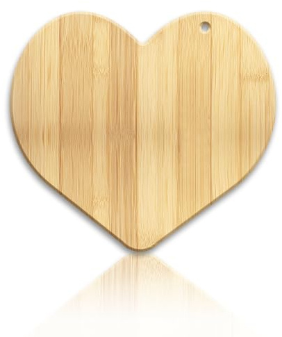 WEBEEDY Herzförmiges Bambus Holzschneidebrett Für Die Küche Zum Servieren Oder Aufhängen Dekoratives Servierbrett Holzschneidebrett zum Geburtstag Ostern (35x32cm)