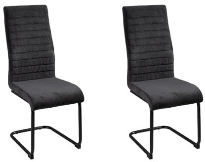 Home4You Schwingstühle 2er Set Freischwinger Esszimmerstühle - Cord - Dunkelgrau