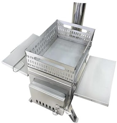 WDSBZNB Saunaofen Camping Klappholzkohle Brennholz Outdoor Angeln Heizung Herd Multifunktions Tragbare Sauna Herd Zelt Heizung Öfen(Silver)