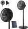 Ventilador solar de pie con control remoto, alimentado por energía solar, recargable, inalámbrico, con luz LED y puerto USB, ventilador vertical de 16 pulgadas, 9 velocidades, camping, hogar, almacén