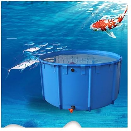 Generico Piscina Rotonda per Pesci Fuori Terra - Grande Acquario in Tela con Staffa in Metallo, Facile da installare 1x0,6 m (470 l) per Bambini, stoccaggio dell'Acqua e irrigazione - Colore Blu
