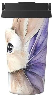 Rabbit Butterfly Wings Portable Stainless Steel Travel Mug – Insulated Hot & Cold Drink Tumbler with Leak-Proof Lid, Commuter-Friendly Coffee Cup for Office, Car & Outdoors