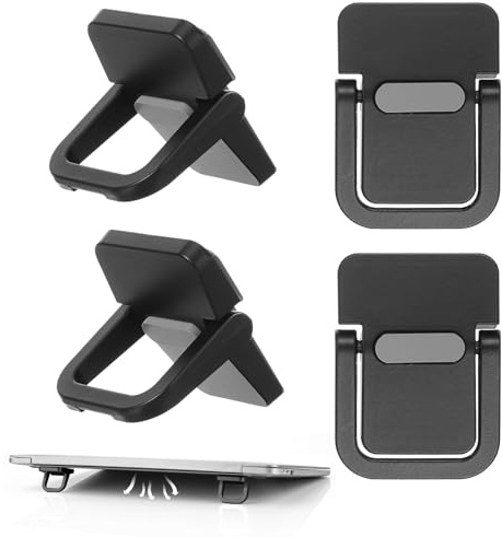 Keyboard Riser Feet for Laptop and Desk Use – 4PCS Invisible Self Adhesive Computer Keyboard Stand – Foldable Mini Laptop Feet with Anti Slip Base (Black)