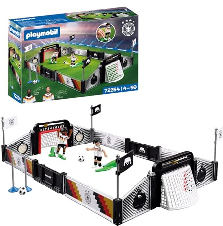 PLAYMOBIL | DFB | Traningsset Leon Goretzka vs. Antonio Rüdiger | Fußball WM Spielfiguren mit Schussfunktion | Tor & Spieler | 72254