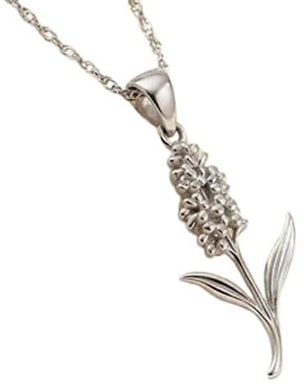 WORLD WIDE GEMS 925 Sterling Silver Hyacinth Flower 3D Minimalist Pendant Necklace In Fancy Shape With 18 Inch Cable Chain Silver Plated Charm Meaningful Jewelry |WWS_3DM_00156