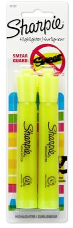 Sharpie 25162PP Accent Tank-Style Highlighter, Fluorescent Yellow, 2-Pack