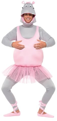 Smiffys Costume hippopotame ballerine, Rose, avec haut, pantalon, coiffe et couvre-chaussures Halloween