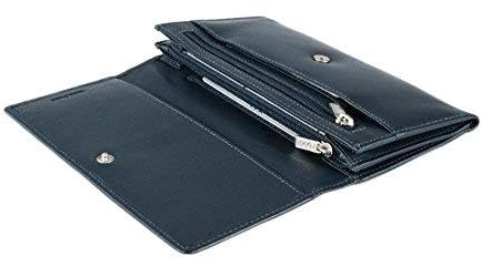 TONY PEROTTI Cortina Damen Geldbörse 17,5 x 10 cm in Blau echtes Italienisches Leder