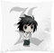 style3 L Note Death Kissen mit Füllung 28 x 28 cm Baumwollbezug Notizbuch Anime Manga Yagami, Farbe:Weiß