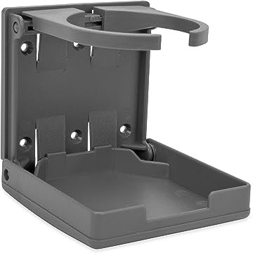 Camco Camper/RV Drink Holder - Features Adjustable Space-Saving Design & Holds Almost Any Size Mug, Cup, Bottle or Can - Extra Cup Holder for Cars, Trucks, RVs, Vans, Boats, and More - Gray (44041)