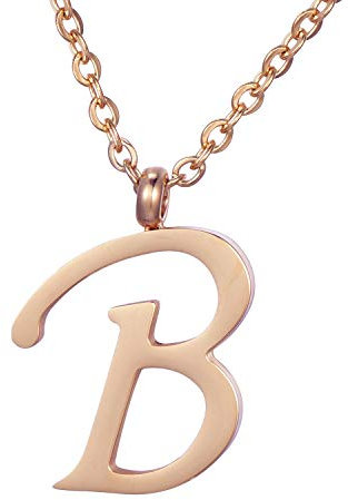 Morella Women's Stainless Steel Necklace Rose Gold with Pendant Letter B