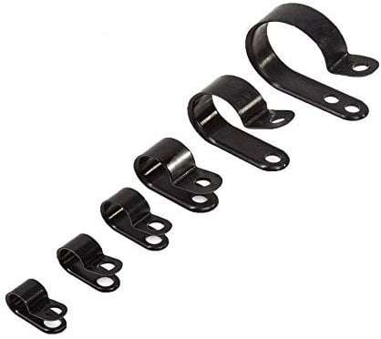 UKCable-Ties - 25 Pack - Black P Clip Plastic Nylon Hose Pipe Hook Cable/Wire/Tubing Wall Clamp/Mount
