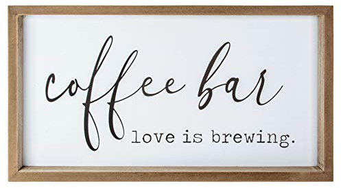 VILIGHT Farmhouse Coffee Bar Schild – Love Is Brewing – 40,6 x 22,9 cm MDF-Holz – Wandmontage oder freistehend
