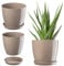 Kadax Flowerpot, fioriera con sottobicchieri, secchio di fiori rotondi per all'interno, elegante pentola di piante fatta di plastica, fioriera per fiori, piante, casa, (Ř 14 cm, beige)