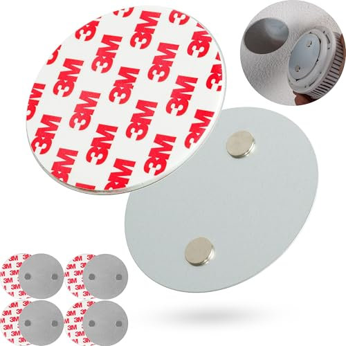 Support Magnétique pour Détecteur de Fumée, 5 pièces, Ø 50 mm diamètre, à coller ou à visser, support magnétique pour une fixation facile, plaquette adhésive détecteur CO, support détecteur d'incendie
