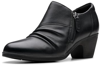 Clarks Collection Women's Emily2 Braley Ankle Boot, Black Leather, 8 M US