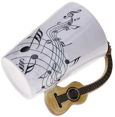 eKsdf Keramik Kaffeetasse mit Gitarre Henkel Personalisierte Tasse Teetasse Kaffeebecher Musiknoten Bedrukt Keramiktasse Geschenk Steingut Tassen 280 ml (Type-1)