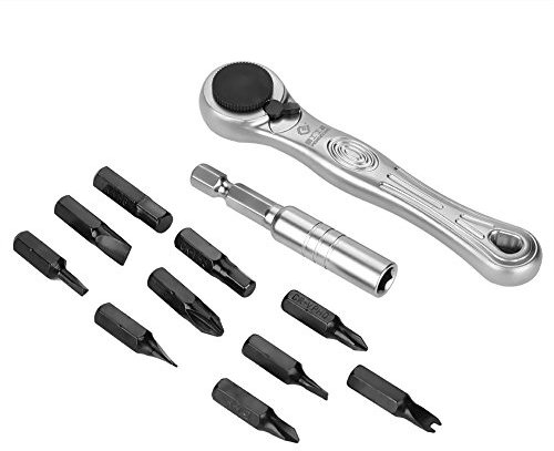 Ratschen-Steckschlüssel-Bits, tragbar 12 in 1 Mini 1/4 Schnell-Ratschen-Steckschlüssel- und Schraubendreher-Bits-Set für Haushalt und Autoreparatur