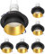 ledscom.de 6 Stück Deckeneinbaurahmen KRON, rund, schwarz/gold matt, inkl. GU10 LED 500lm, warmweiß, 3-Stufen-Dimmer