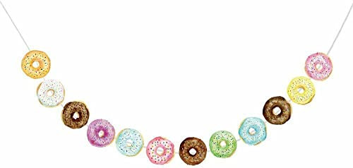 Happium Donut-Geburtstagsgirlande, Happy Birthday-Banner, Papierwimpelkette für Kindergeburtstagsparty-Dekorationen, Mehrfarbig