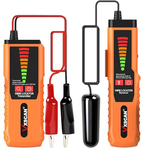 Trazador de cables subterráneo, VXSCAN F04 Kit de generador de tono y sonda con probador de cables de auriculares para localizar cables de rotura y cables de riego