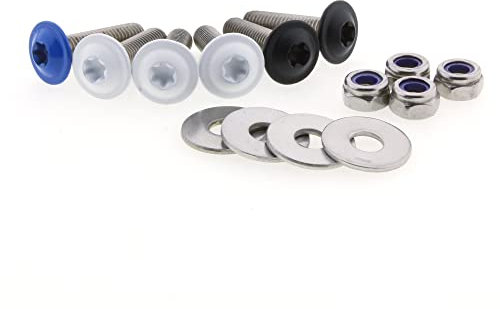 6X Kennzeichen Schrauben Set Edelstahl MITTEL | M5x16 mit Flansch | für Kennzeichenhalter Stärke von 8-11mm | Motorrad, Moped, Roller Nummernschild Halter