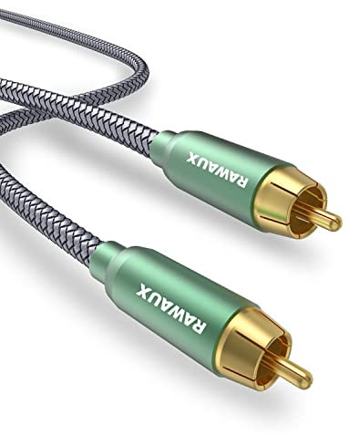RAWAUX RCA Audio Cable, Male to Male RCA Plug Stereo Subwoofer Audio Cable for DVD,DAC,Speaker, Amplifiers,Hi-Fi Systems, HDTV (2m)