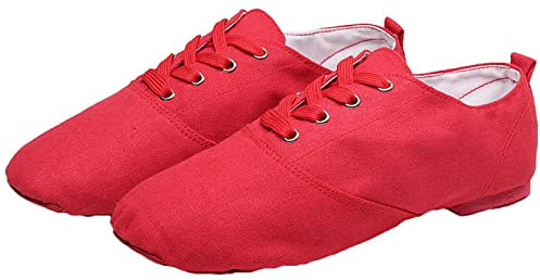Jazz-Tanzschuhe Aus Segeltuch Mit Geteilter Sohle Ballett-Yoga-Tanzschuhe Atmungsaktiver Puffer Für Kinder Und Erwachsene,Rot,41 EU